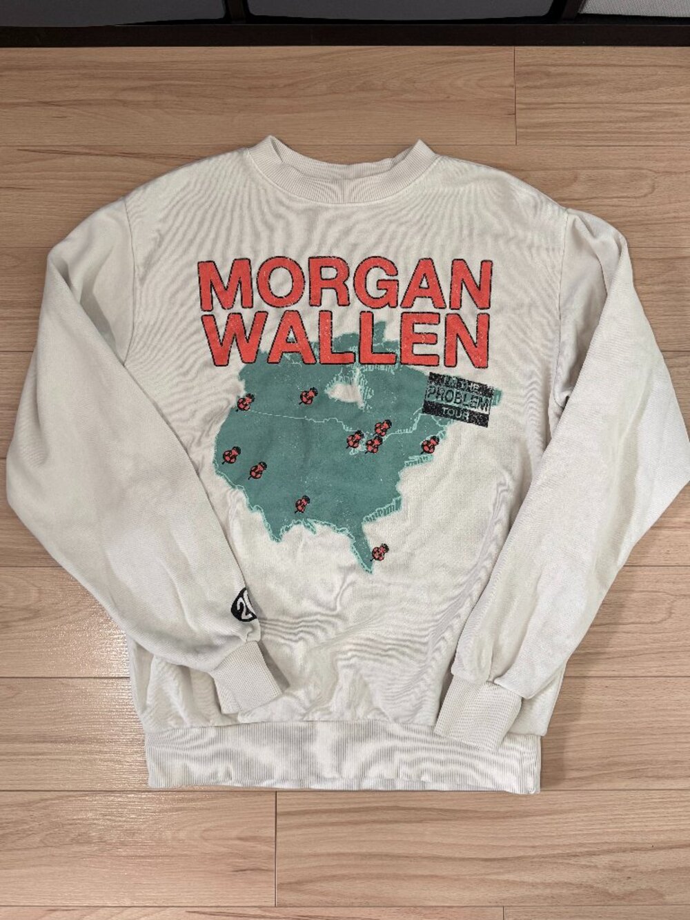 OFFICIAL Morgan Wallen I'm The Problem Tour Crewneck Sweatshirt Cream Small